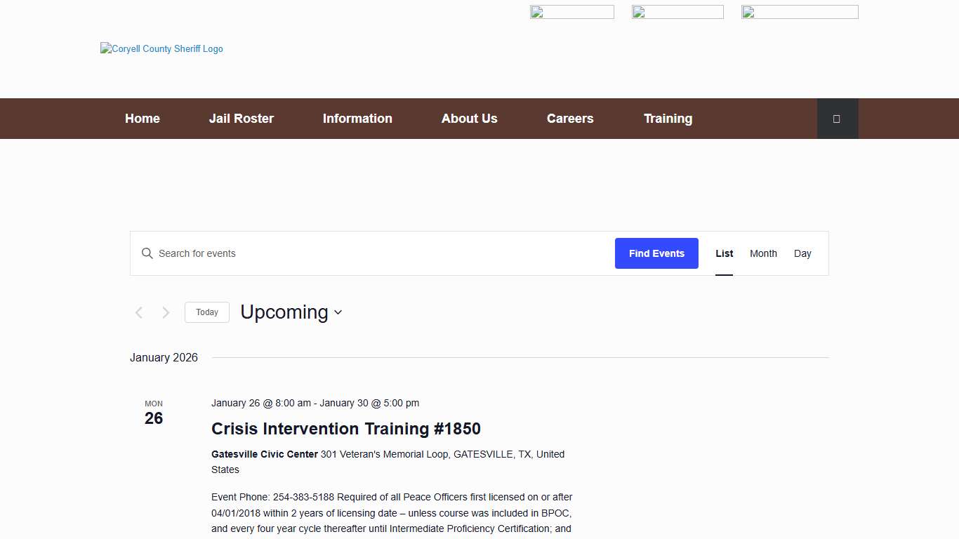 Events from January 26 – May 18 – Coryell County Sheriff